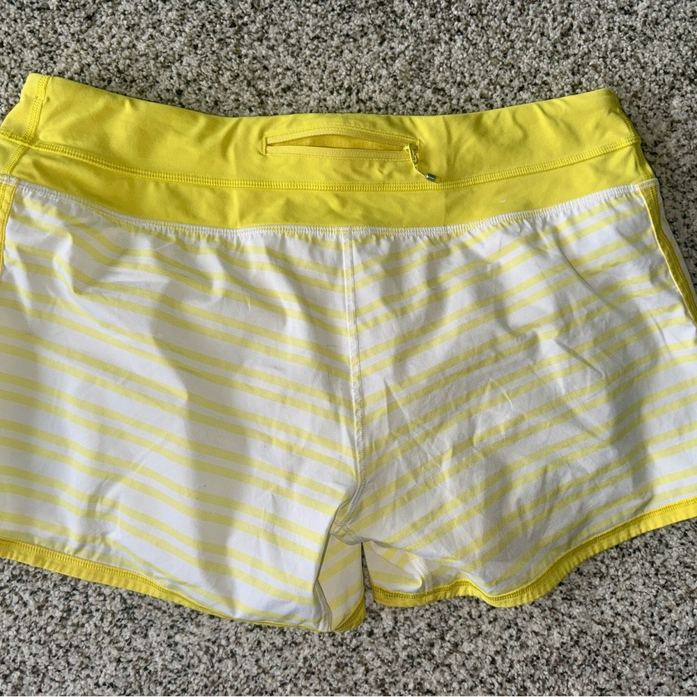 Awesome lululemon Groovy Run Shorts size 10 tall yellow stripped - Picture 3 of 5